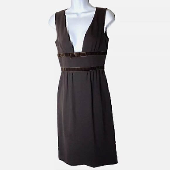 Valentino Women Dress 2 Black Sleeveless Knee Length Fleece Wool Party Back Slit - Picture 1 of 11